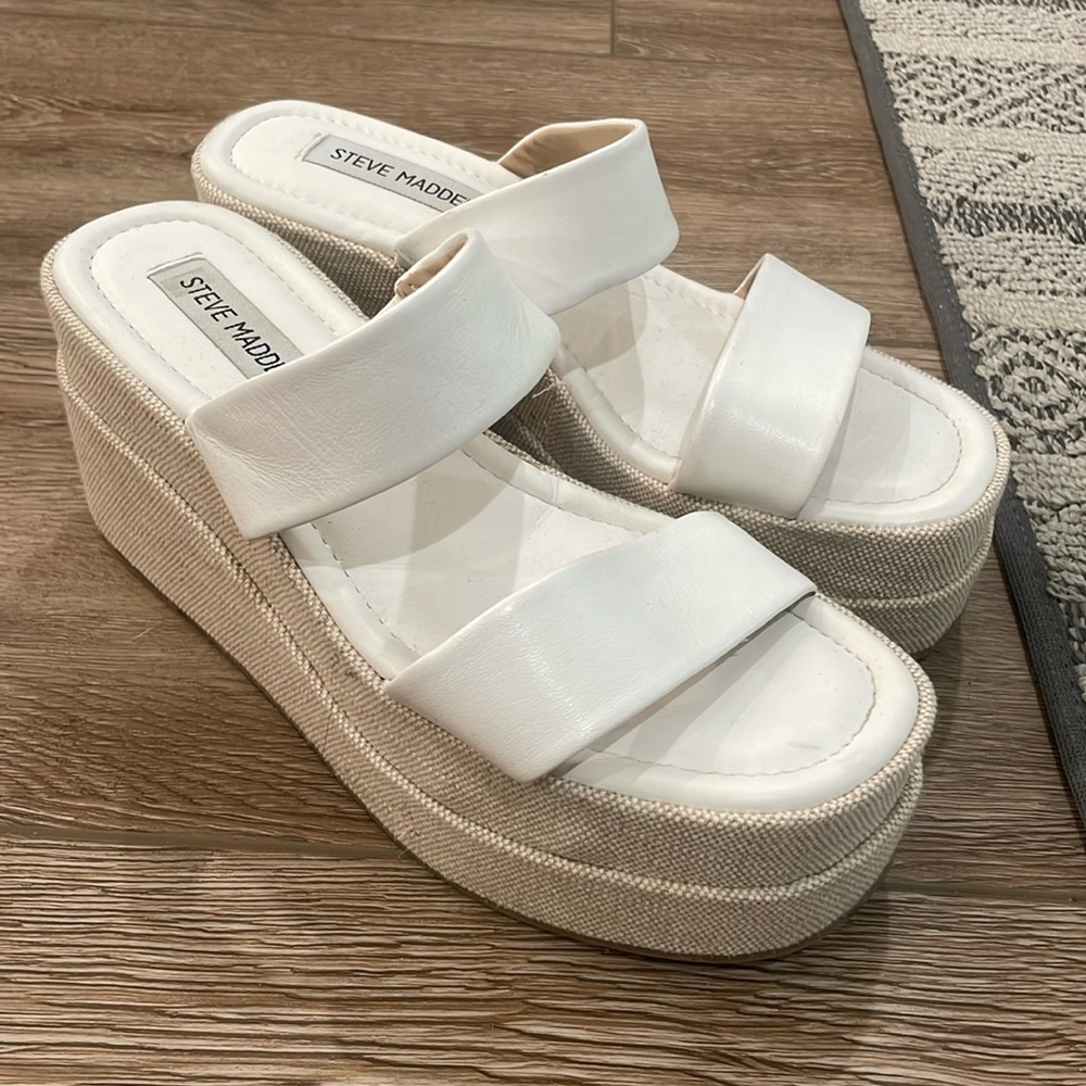 Steve Madden white platform espadrille sandal size 6.5